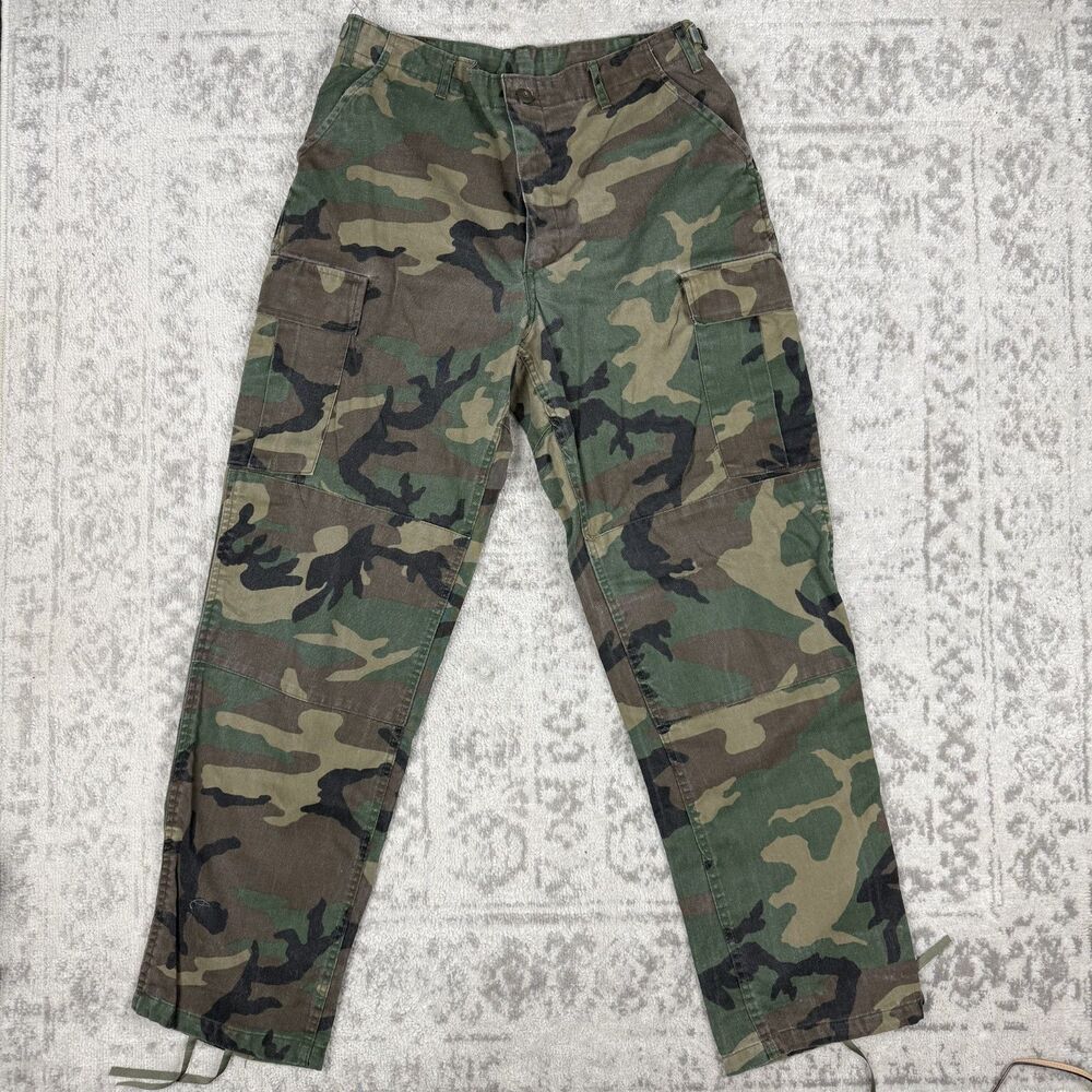 VTG Military Pants Woodland Camo Y2K Cargo Army Double Knee Size Medium Regular